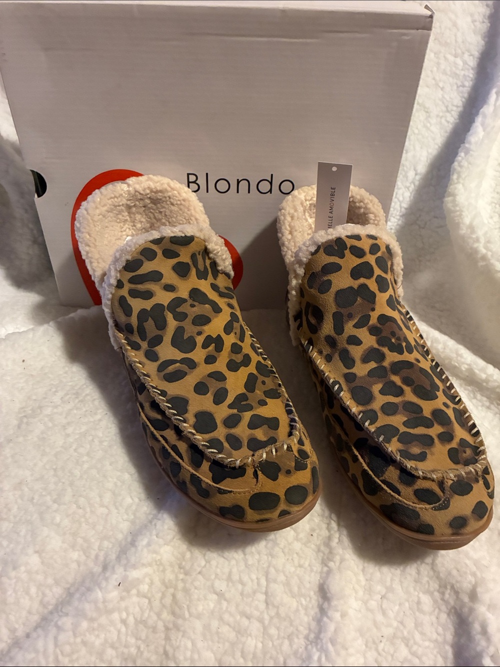 Blondo Leopard Print Faux-Shearling Moccasin Slippers - Brown/Black